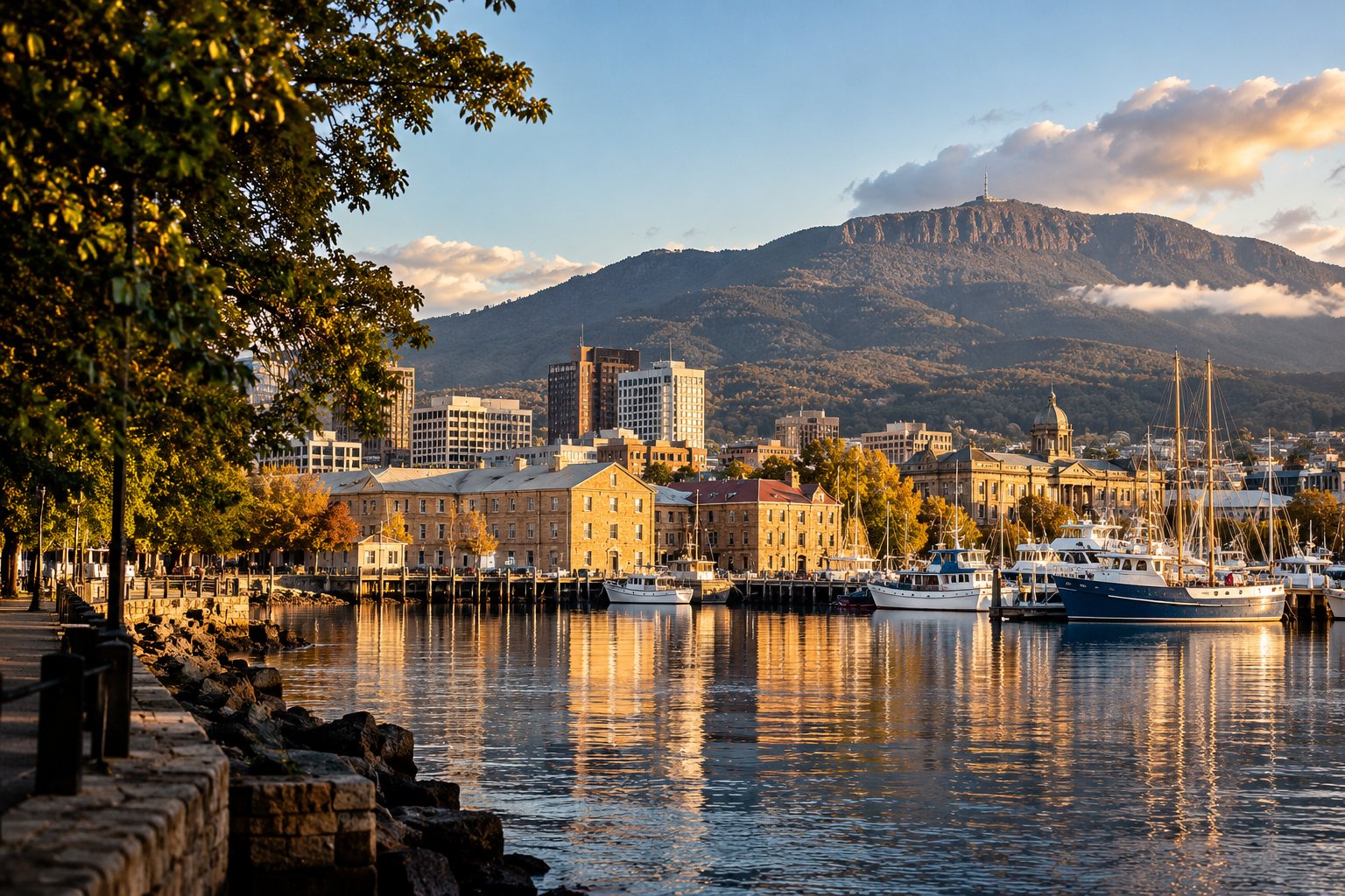 Illustrative scenic view of Eastern Shore, Hobart